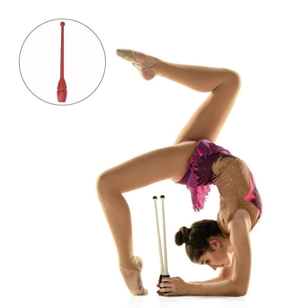 Par de Maça Ginástica Rítmica Oficial Adulto 45 cm - Vermelho