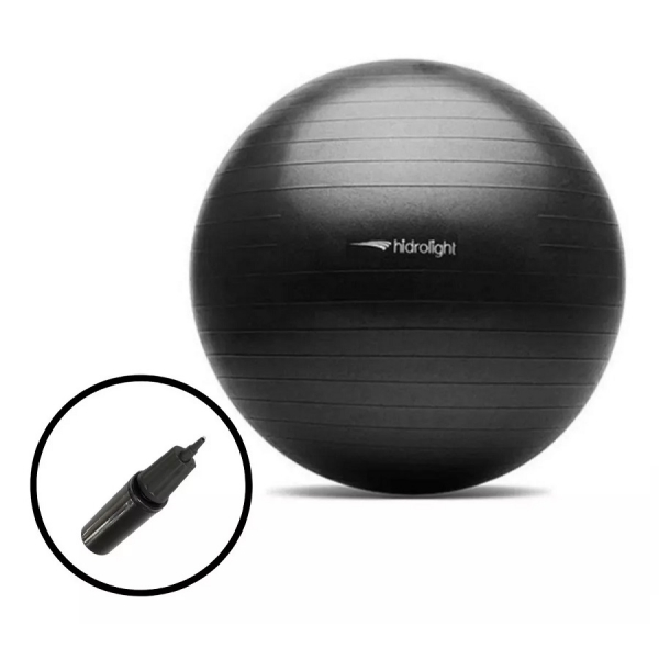 Bola Hidrolight Suiça para Pilates Exercícios de Ginástica 85cm Preta - preto/branco