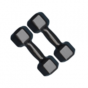 Par de Halter Sextavado Emborrachado 8kg - Preto