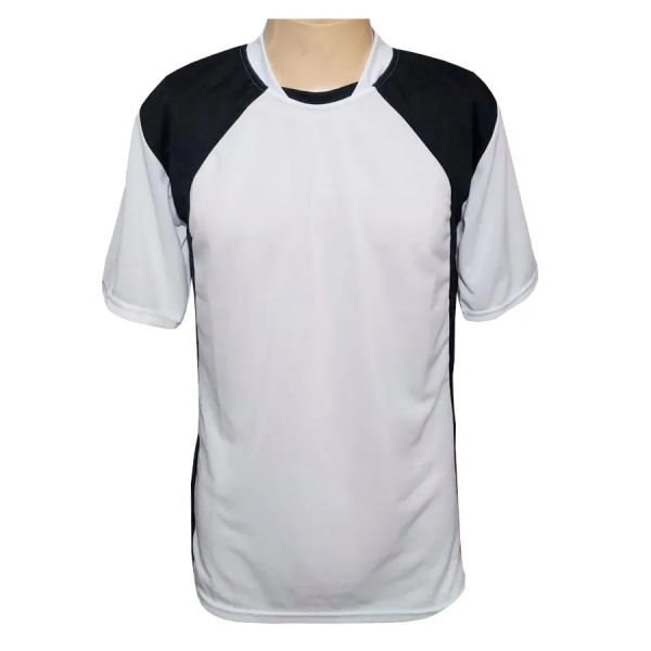 Kit com 20 Camisas Esportivas TRB Branco/Preto - Branco/Preto