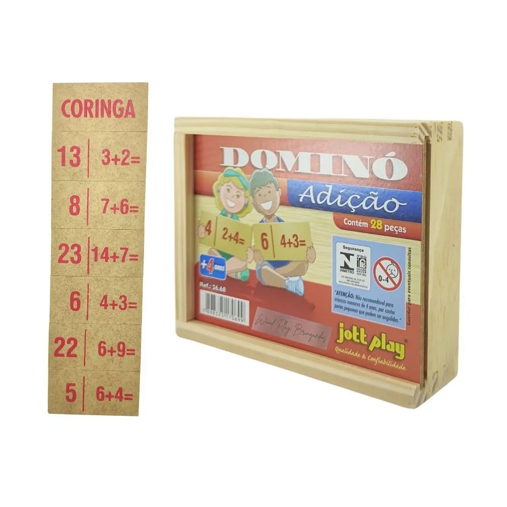 Dominó Adição Vermelha  Jott Play 28 Peças - Vermelho