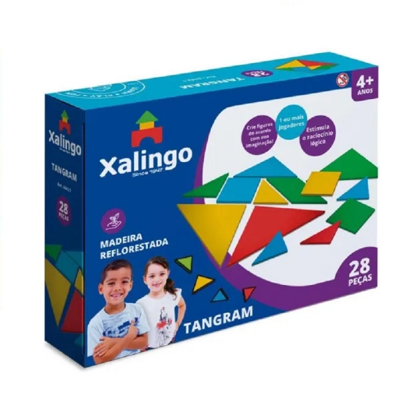 Tangram Jogo de Raciocínio Lógico Xalingo Madeira - Azul