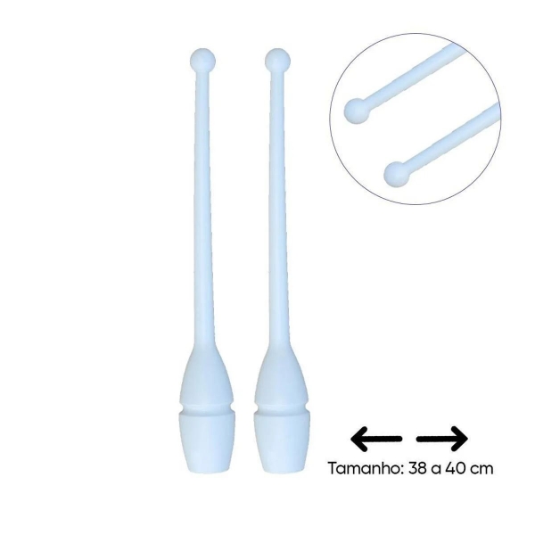 Par de Maça Ginástica Rítmica Infantil 35 cm - Branco