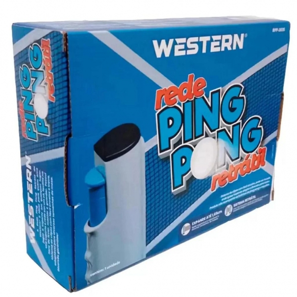Rede Retrátil Tênis de Mesa/Ping Pong - Western - cinza/azul