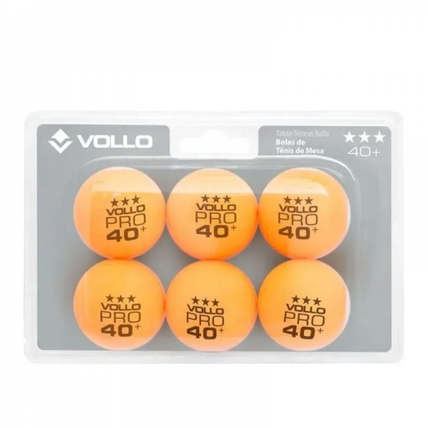 Bola de Tênis de Mesa Laranja 3 Estrelas 6 Unidades Vollo - Laranja