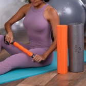 Rolo 3x1 Acte Sports T115, Rolo de Massagem, Rolo com Ranhuras e Bastão de Massagem - Cinza