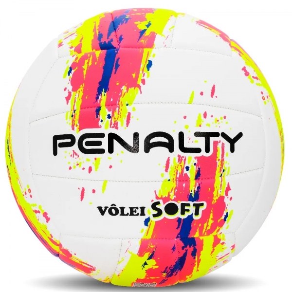 Bola de Vôlei Penalty Soft XXIII Rosa/Amarelo - Branco/Amarelo