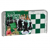 Jogo de Xadrez Escolar Xalingo com Estojo e Peças em Plástico - Preto