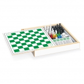 Jogo 4 em 1 Xadrez Ludo Damas Trilha com Estojo Junges - Verde