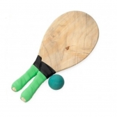 Kit Frescobol com 2 Raquetes e 1 Bola - LCM - Verde