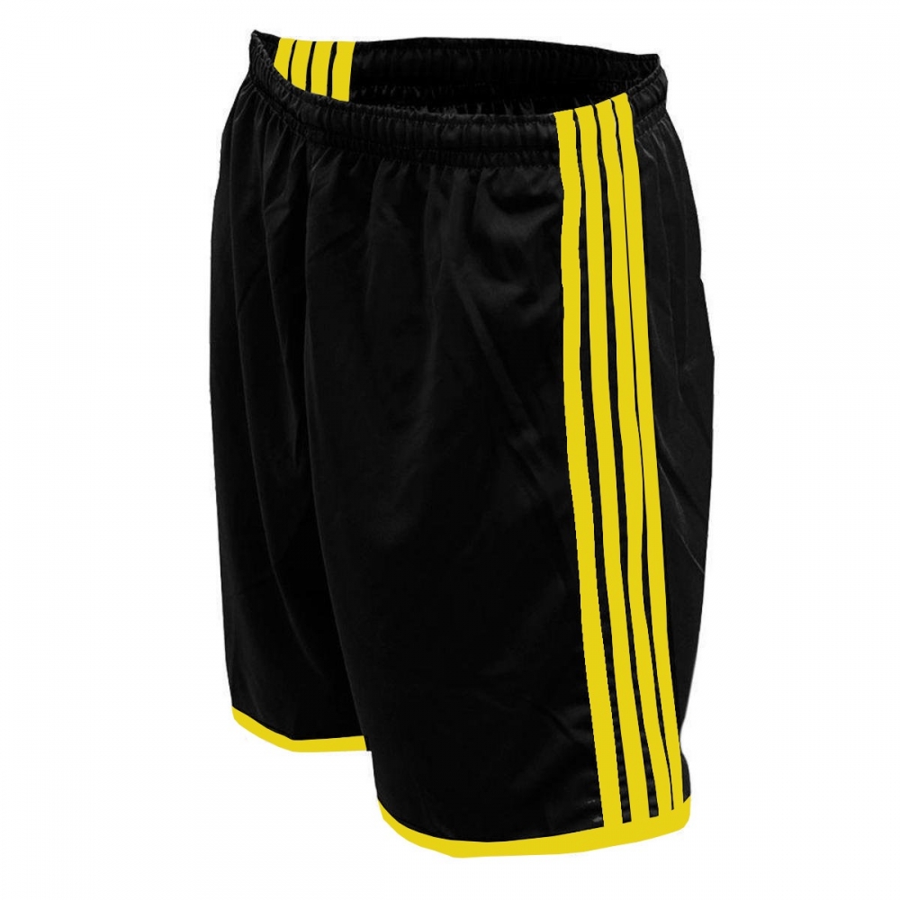 Calção Esportivo TRB com Listras - Preto/Amarelo