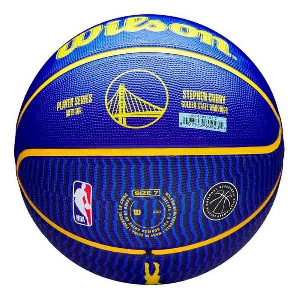 Bola Basquete Wilson NBA Player Series Stephen Curry / Golden State Warriors - Azul/Amarelo