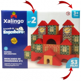 Brincando de Engenheiro N° 2 Xalingo - Blocos de Montar 53 peças