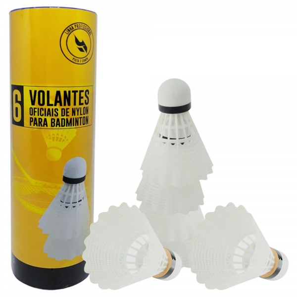 Tubo de Peteca Badminton de Nylon Pista e Campo com 06 Unidades - Branco
