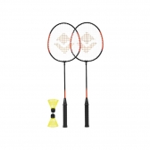 Kit Badminton Vollo Completo com 2 Raquetes e 2 Petecas - Preto/Laranja