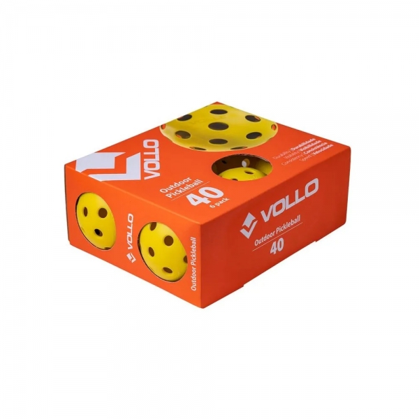 Kit 6 Bolas Pickleball 40 Furos Vollo - Amarelo