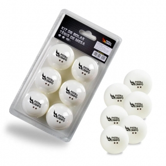Kit 6 Bolinhas Pista E Campo Ping Pong Tênis De Mesa 2 Estrelas