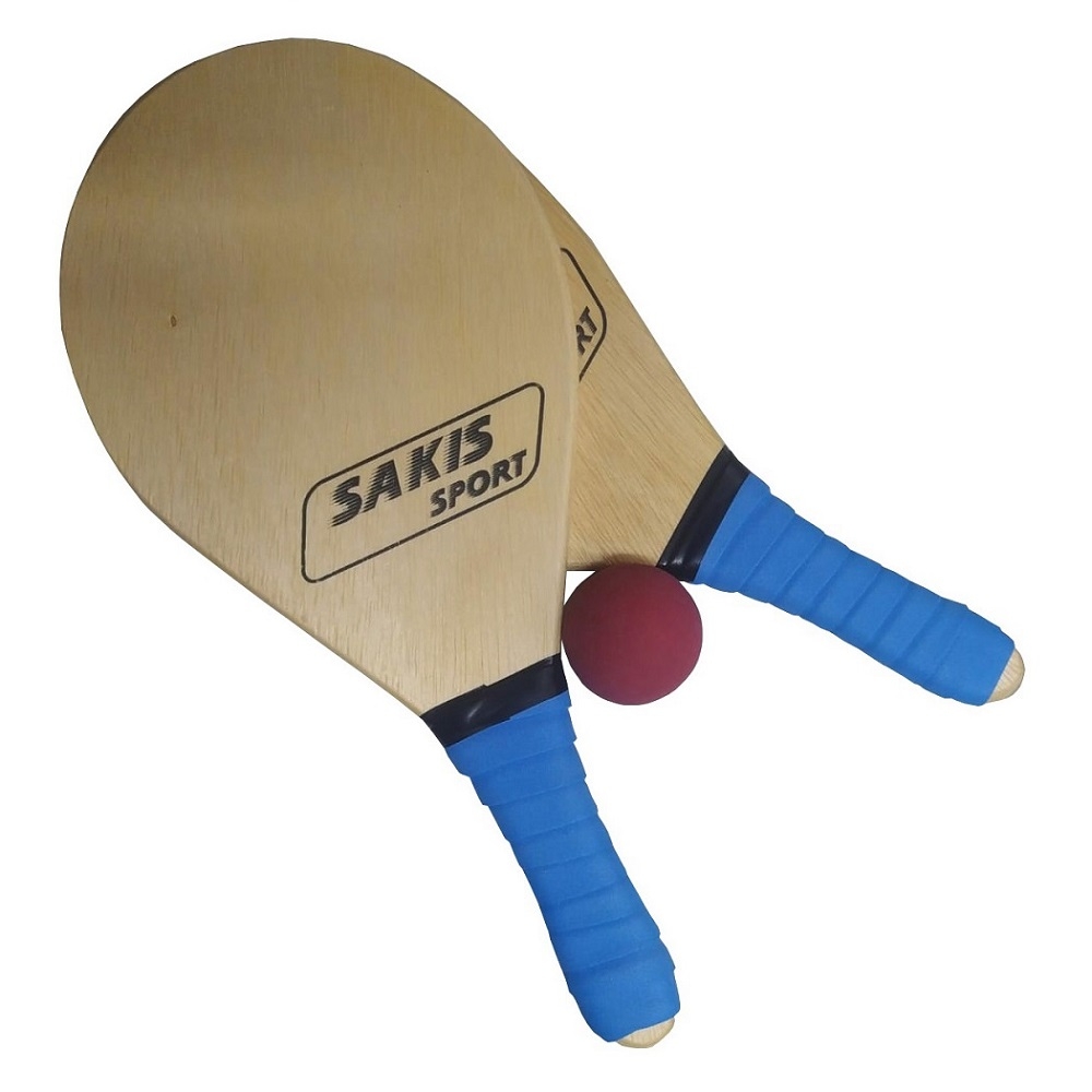 Kit de Frescobol Sakis Verniz com Bola - Azul
