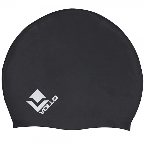 Touca Natação Silicone Vollo Sports Preta - Preto/Branco