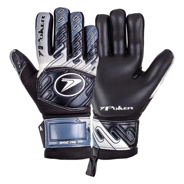 Luva de Goleiro Campo Profissional Poker Basic Pro Tamanho 8 - Preto e Cinza - Preto/Cinza