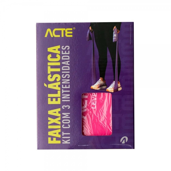 Kit Faixas Elásticas Band 3 Intensidades Leve Médio Forte T13-R - Acte Sports - Roxo