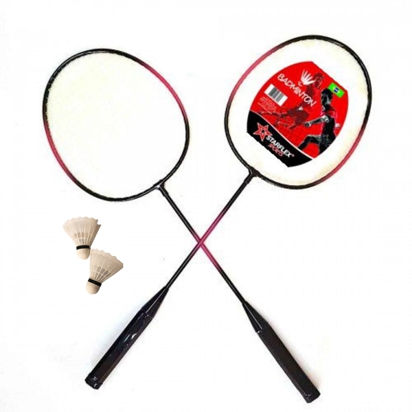 Kit Badminton Starflex Sports 2 Raquetes e 2 Petecas - Vermelho