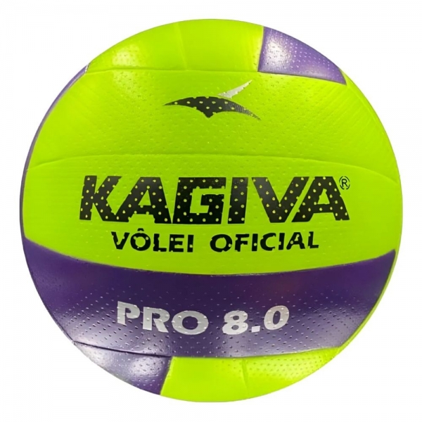 Bola Kagiva Vôlei Pró 8.0 Oficial Super Macia - Amarelo/Roxo