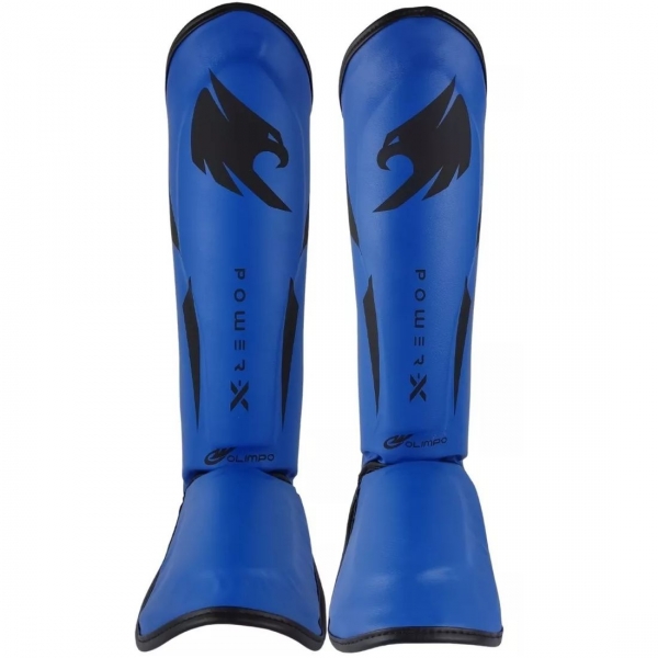 Par de Caneleira Profissional Muay Thai e Kickboxing Power X Azul