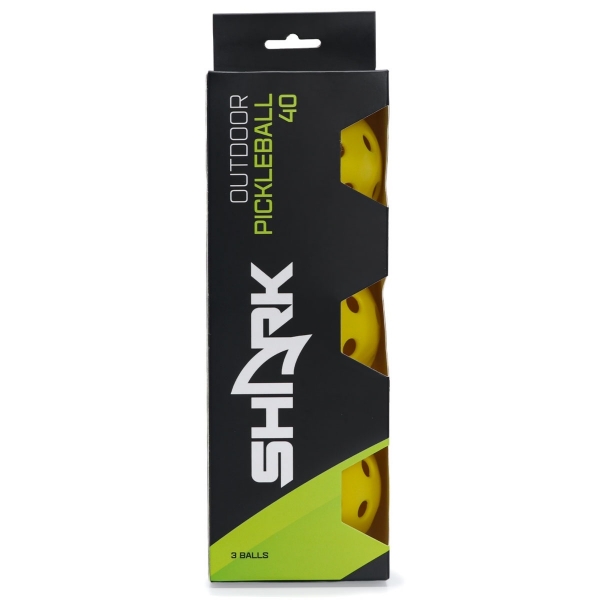 Bola de Pickleball Shark 40 Furos Outdoor - Pack com 03 Unidades - Amarelo