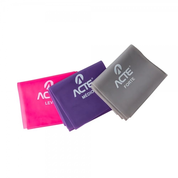 Kit Faixas Elásticas Band 3 Intensidades Leve Médio Forte T13-R - Acte Sports - Roxo