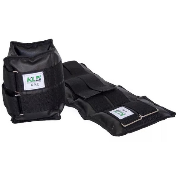 Par Caneleira Tornozeleira 6Kg Lona Ajuste Pro KL Master Fitness - Preto/Preto