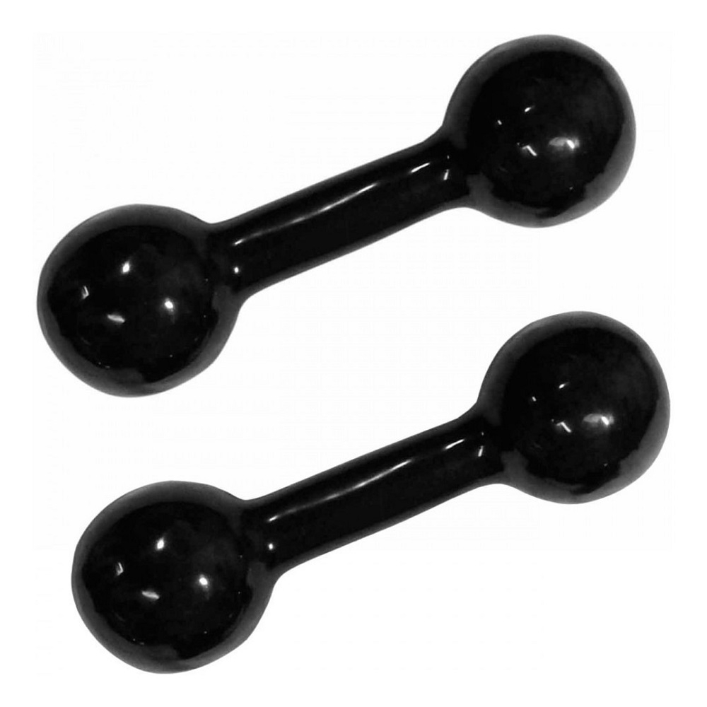 Par de Halteres Emborrachado para Musculação 1kg Preto - Preto/Branco