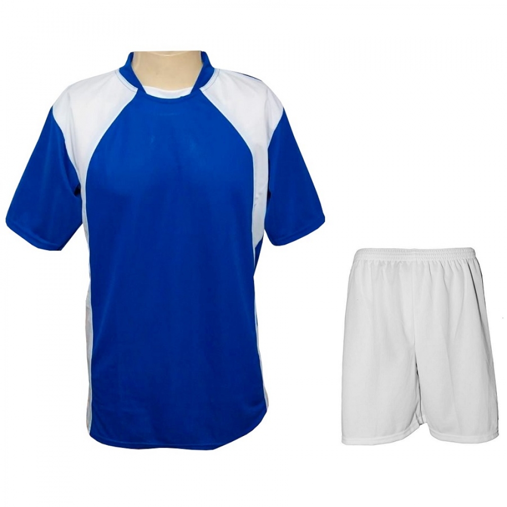 Uniforme 20+1 TRB Camisa Azul/Branco, Calção Branco e Goleiro - Azul/Branco