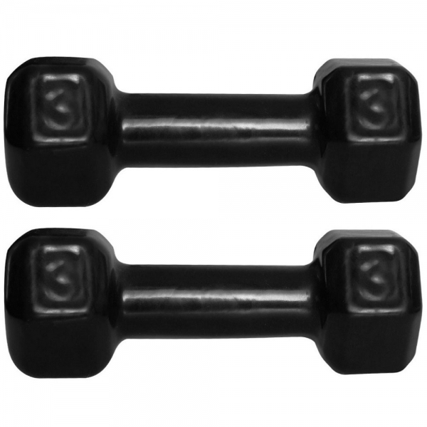 Par de Halteres Sextavado Preto 3KG - Preto