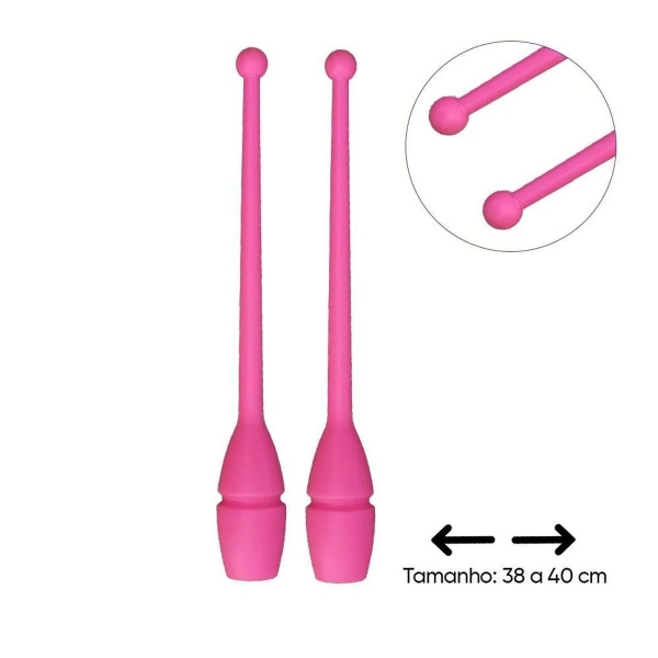 Par de Maça Ginástica Rítmica Oficial Adulto 45 cm - Rosa