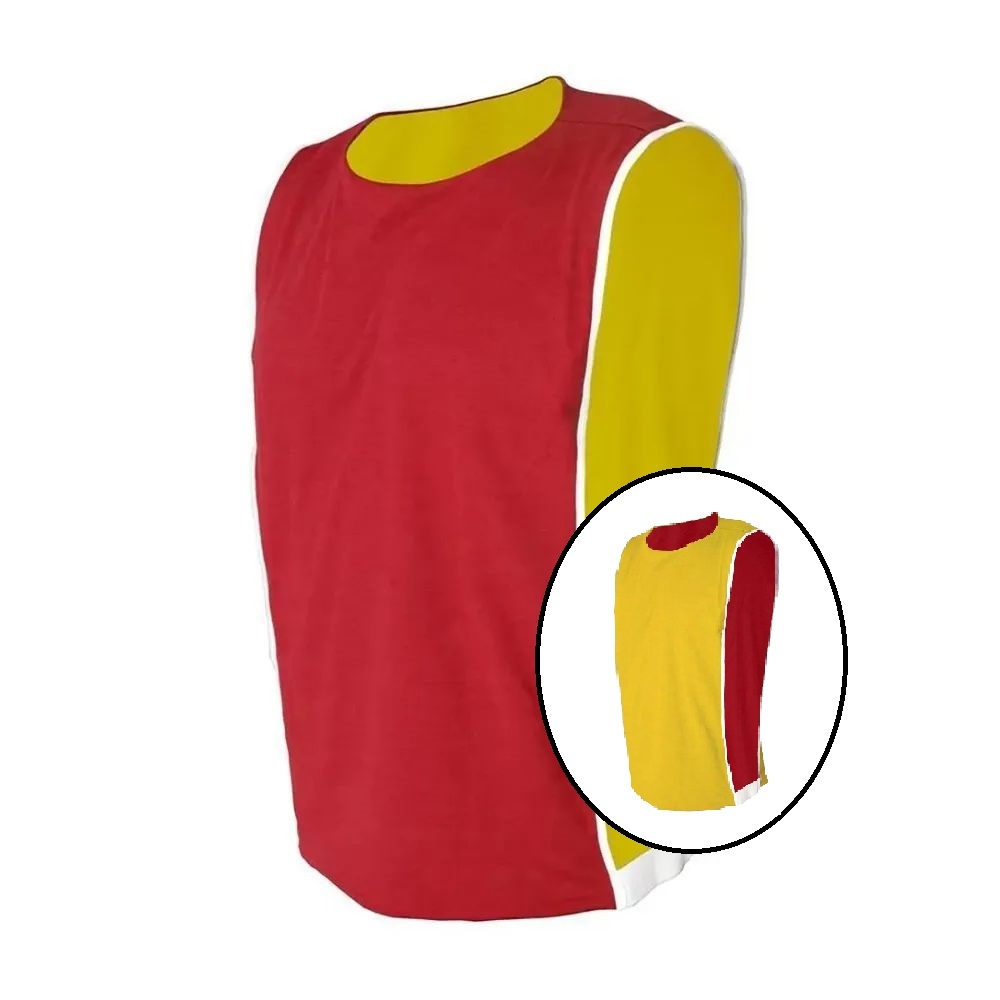Kit com 6 Coletes Dupla Face Vermelho e Amarelo - Kanga Sport - Vermelho/Amarelo