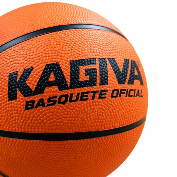 Bola Kagiva Basquete 7 Oficial Borracha - Laranja/Preto