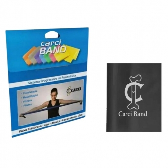 Faixa Elástica Carci Band Preto Resistência Forte 1,5M - Exercícios E Fisioterapia de Reabilitação