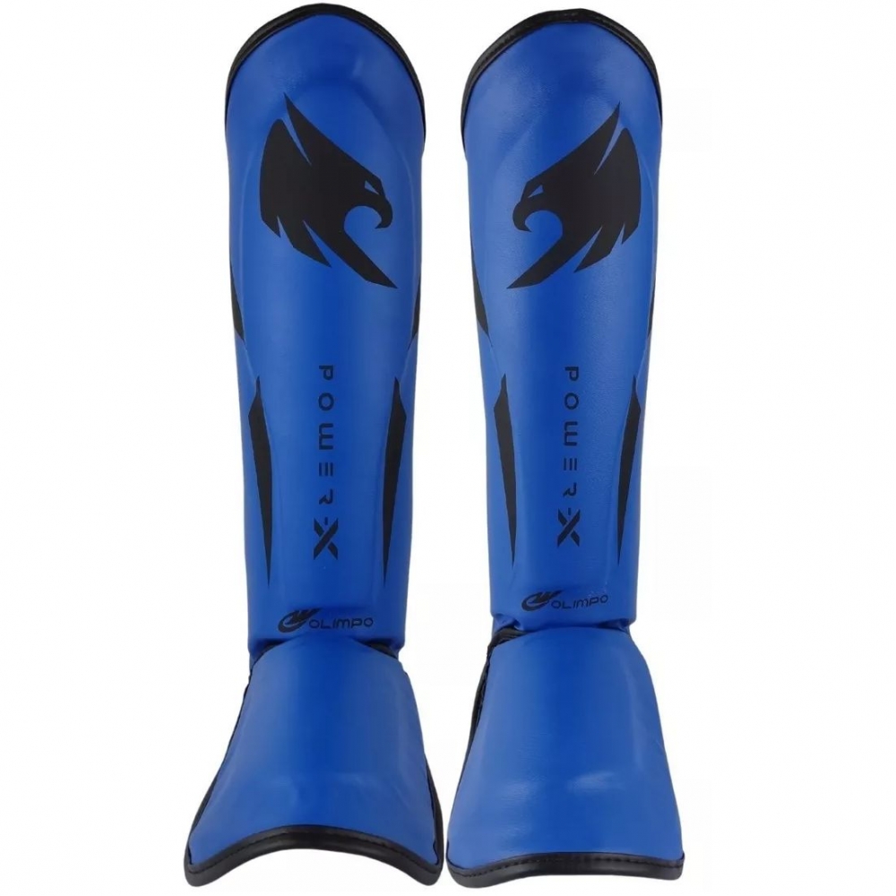 Par de Caneleira Profissional Muay Thai e Kickboxing Power X Azul