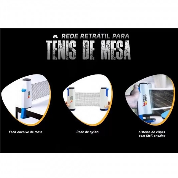 Rede Retrátil de Ping Pong Tênis de Mesa Pista e Campo - Azul