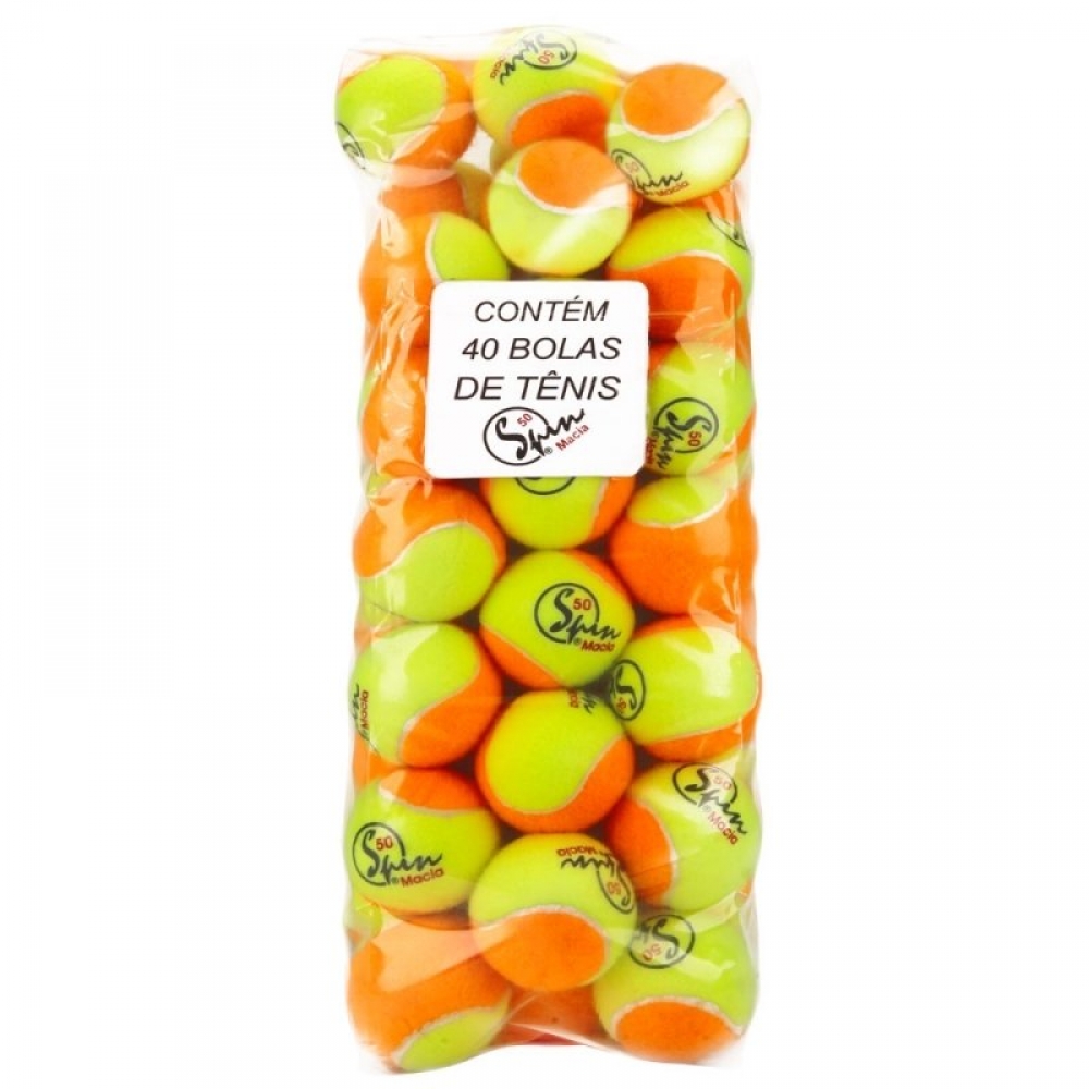 Bola De Tênis Spin Macia Laranja Com 40 Unidades - Laranja