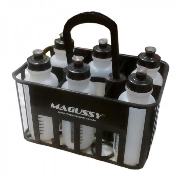 Porta Garrafa Magussy com Alça e 6 Squeeze - Preto