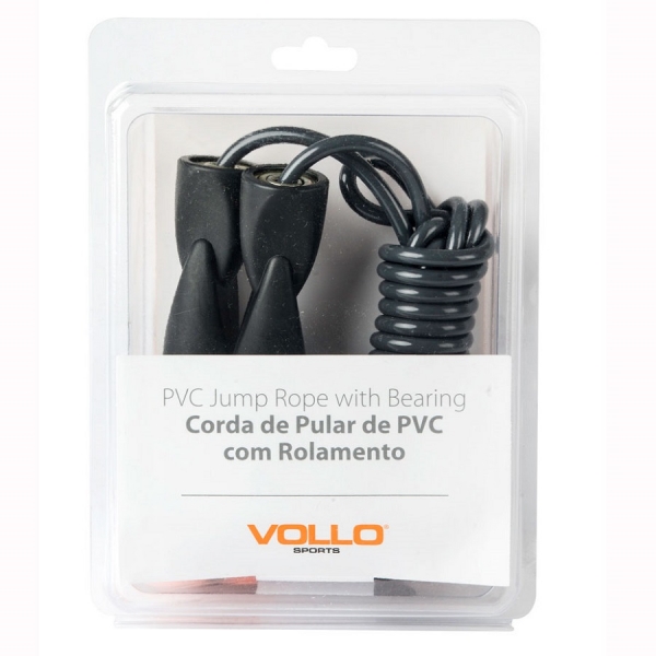 Corda de Pular de PVC com Rolamento - Vollo - Preto