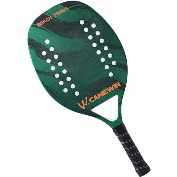 Raquete Para Beach Tennis Em Fibra Carbono Com Capa Protetora - Camewin - Verde