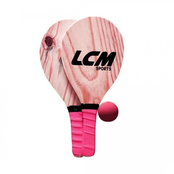 Kit Frescobol LCM com 2 Raquetes e 1 Bola - Rosa