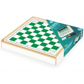 Jogo 4 em 1 Xadrez Ludo Damas Trilha com Estojo Junges - Verde