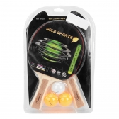 Kit Tênis de Mesa Training Gold Sports 2 Raquetes 3 Bolas - Preto/Vermelho