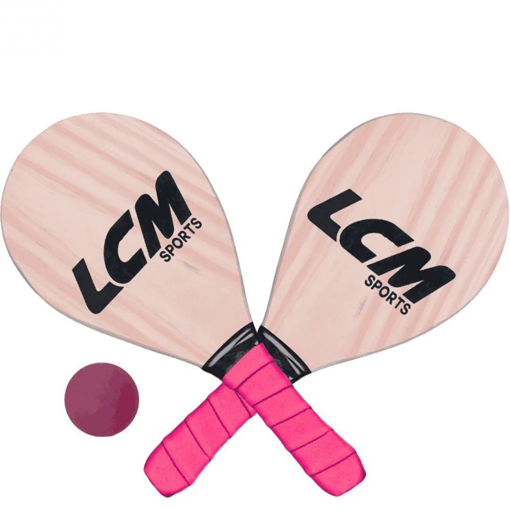 Kit Frescobol LCM com 2 Raquetes e 1 Bola - Rosa