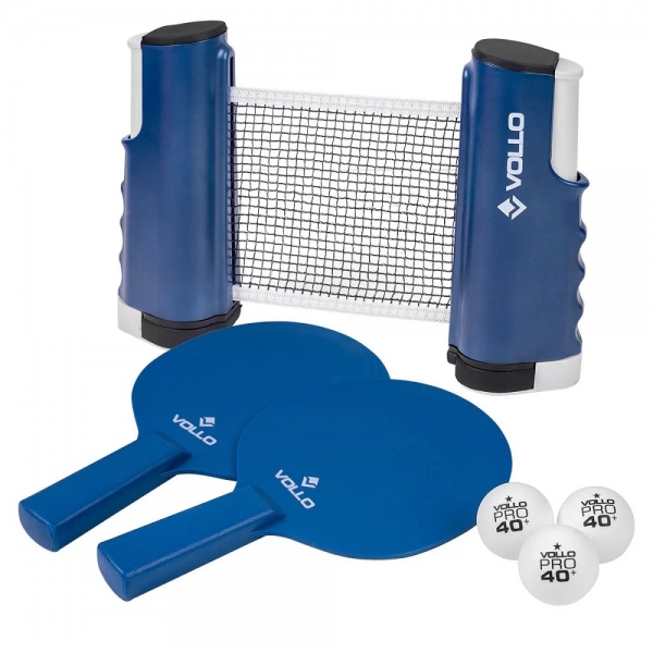 Conjunto Tênis de Mesa Ping Pong com 6 Peças Vollo - Azul/Preto