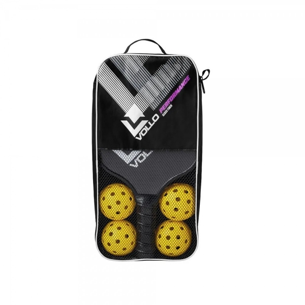 Kit Pickleball Performance 2 Raquetes 4 Bolas e Bolsa Vollo - Preto